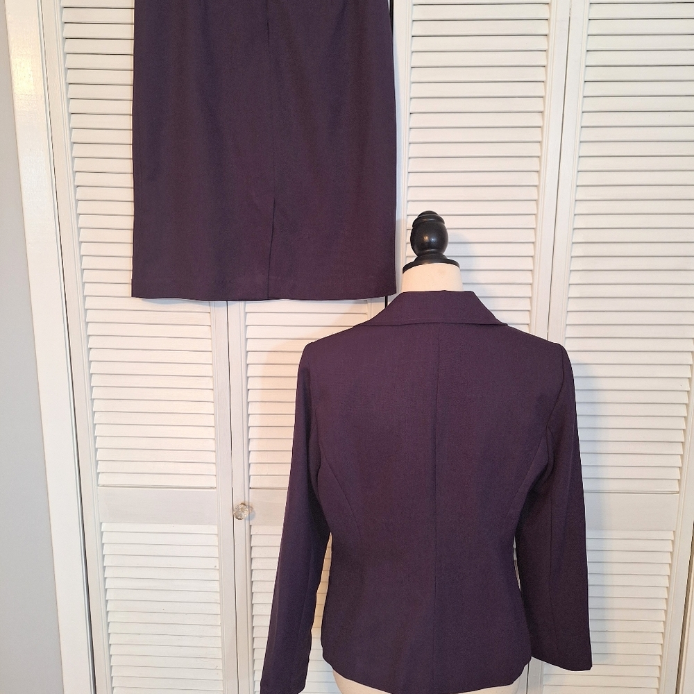 RARE VINTAGE Giorgio Sant' Angelo plum 2pc blazer skirt suit sz 10 *C2 - Picture 6 of 6